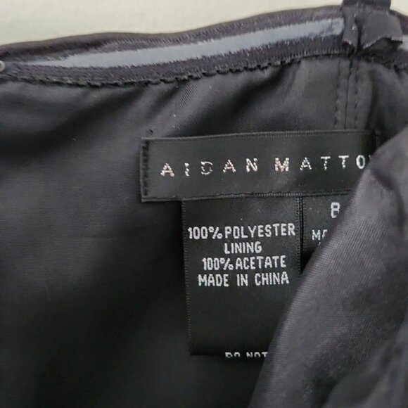 AIDAN MATTOX | Fit And Flare Sequin Dress Navy Black Sz 8 - Picture 7 of 8